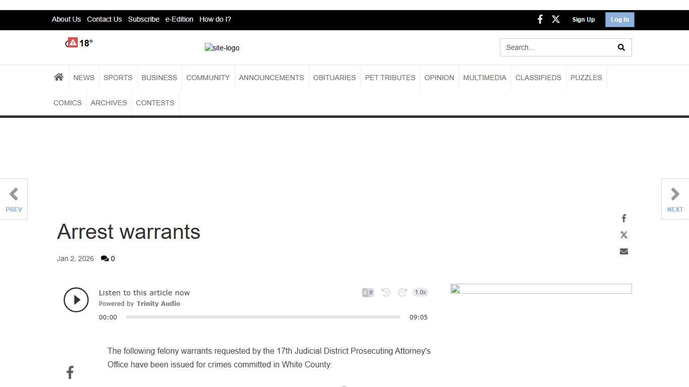 Arrest warrants News whitecountycitizen.com